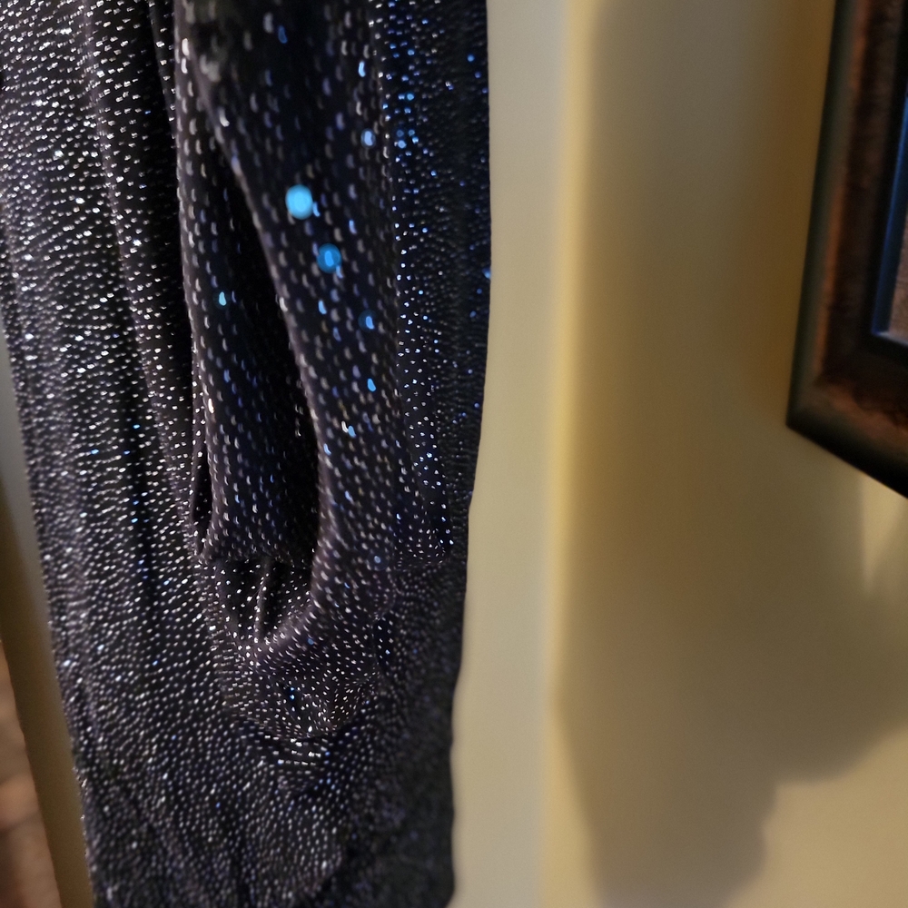 Alex Evenings Black and Silver And TEAL BLOUSE - Picture 2 of 15